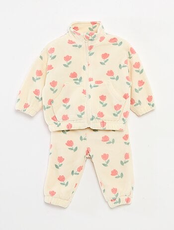 Completo tuta in pile giacca con zip + pantaloni - 2 pezzi
