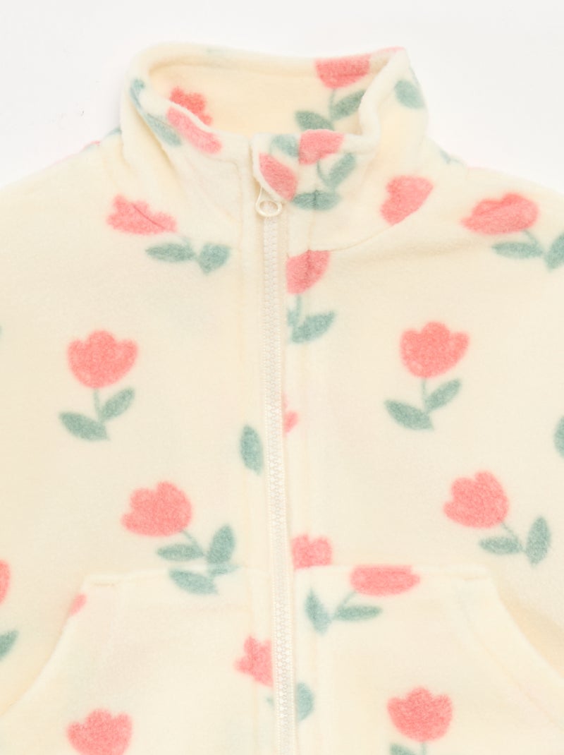 Completo tuta in pile giacca con zip + pantaloni - 2 pezzi Bianco - Kiabi