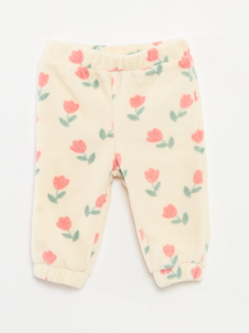 Completo tuta in pile giacca con zip + pantaloni - 2 pezzi Bianco - Kiabi