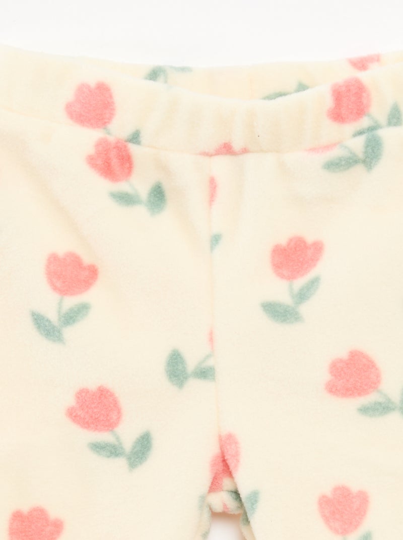 Completo tuta in pile giacca con zip + pantaloni - 2 pezzi Bianco - Kiabi