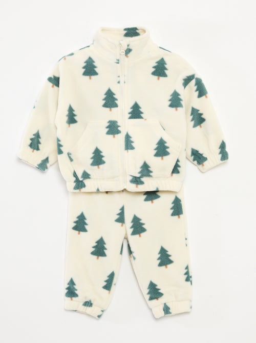 Completo tuta in pile giacca con zip + pantaloni - 2 pezzi - Kiabi