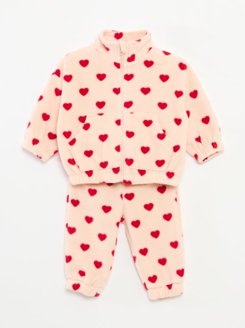 Completo tuta in pile giacca con zip + pantaloni - 2 pezzi - Kiabi