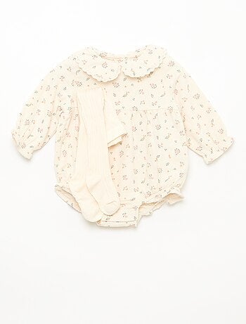 Completo tutina a fiori + collant