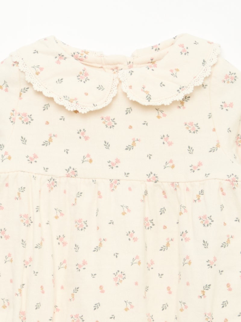 Completo tutina a fiori + collant Bianco - Kiabi