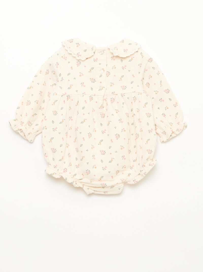 Completo tutina a fiori + collant Bianco - Kiabi