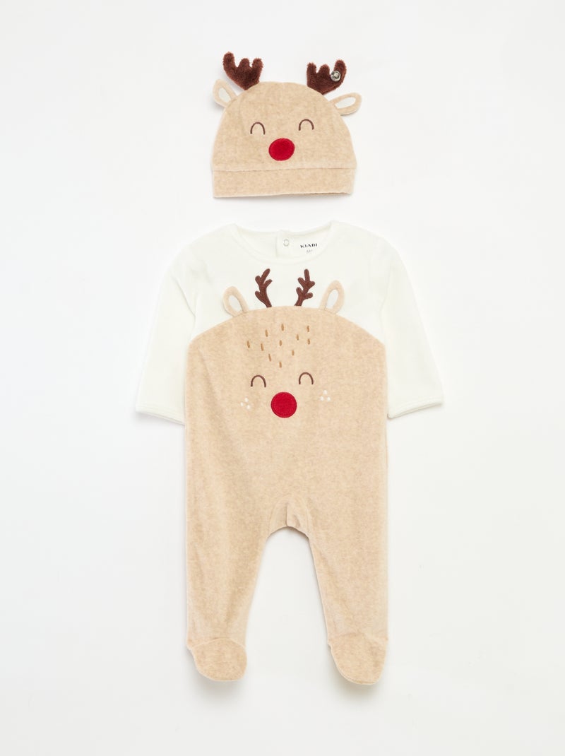 Completo tutina e berretto natalizio Beige - Kiabi