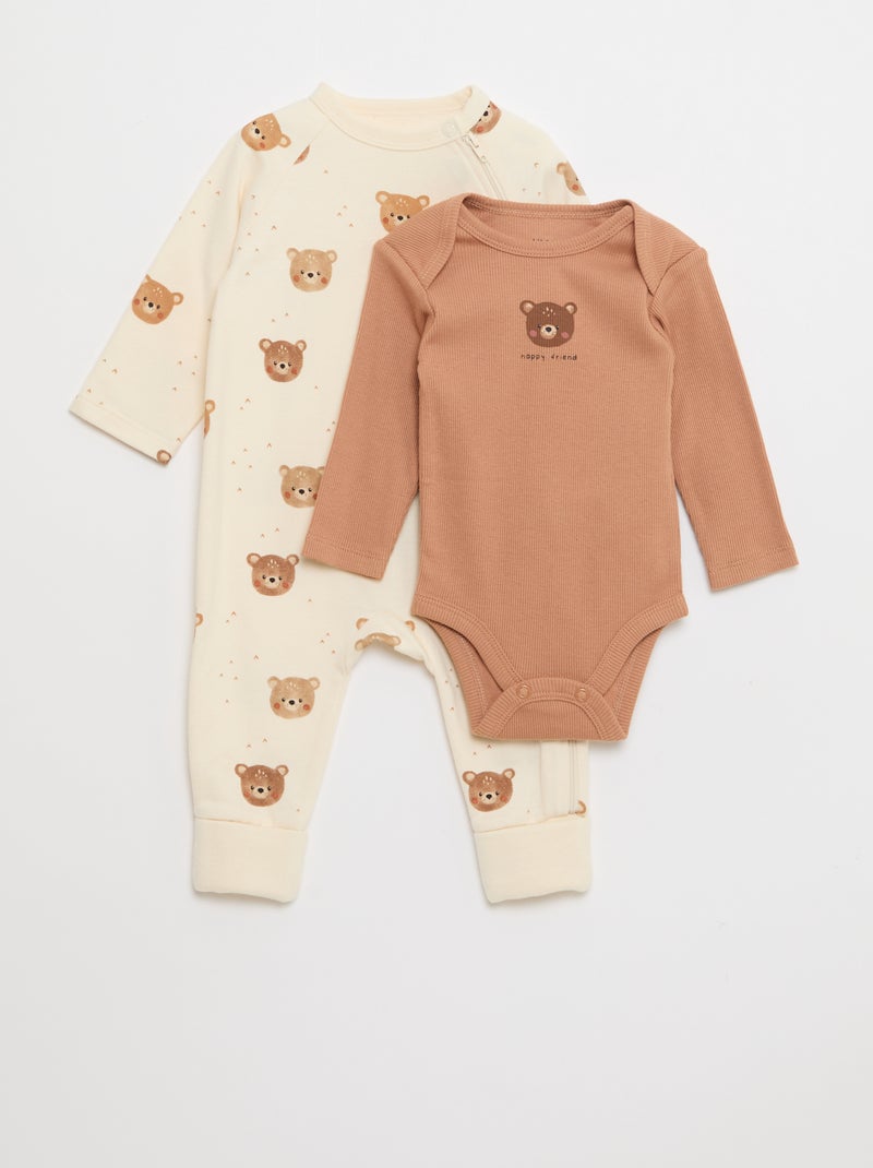 Completo tutina in felpa calda & body Bianco - Kiabi