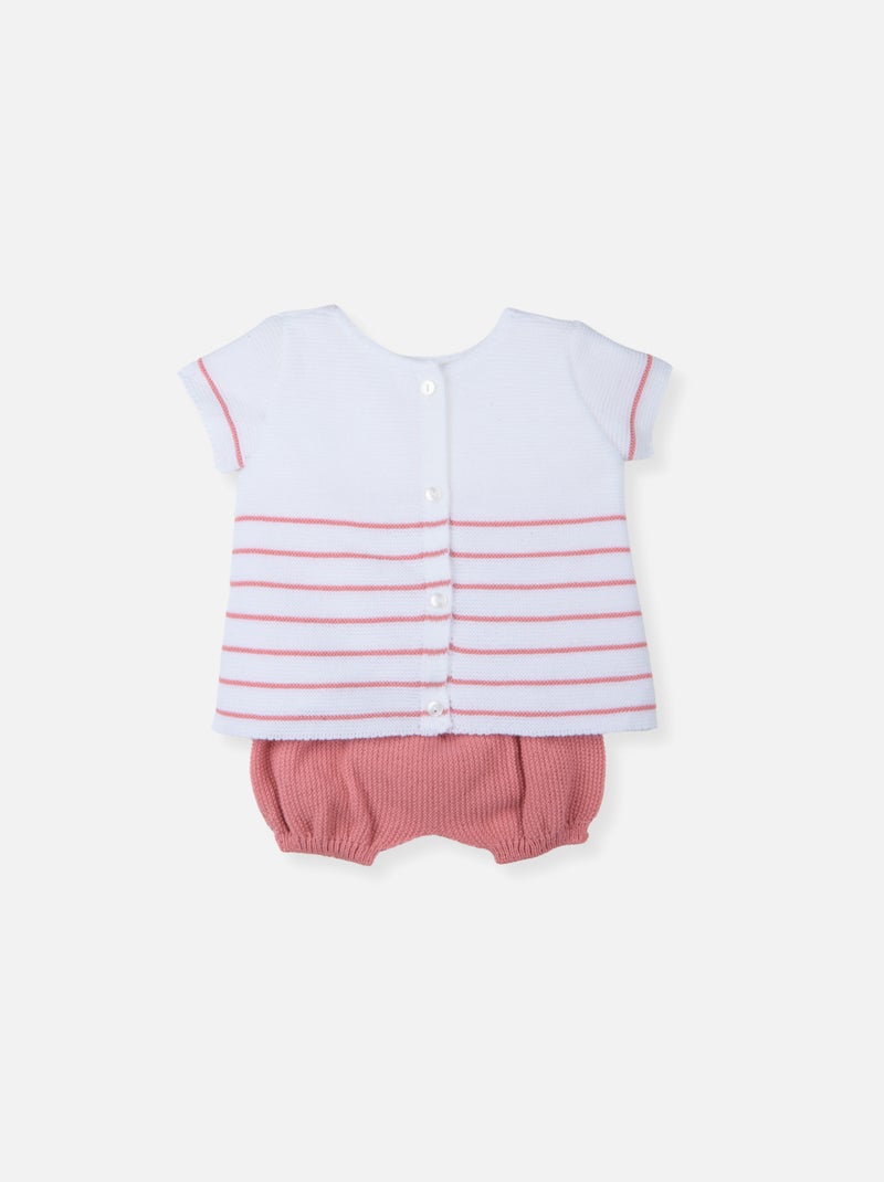 Completo vestitino e culotte neonato Bianco Rosa - Kiabi