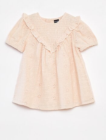 Completo vestito con ricami a punto inglese + slip - 2 pezzi