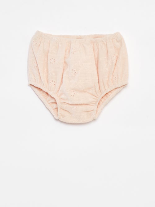 Completo vestito con ricami a punto inglese + slip - 2 pezzi - Kiabi