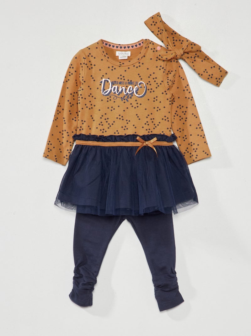 Completo vestito con tulle + leggings - 2 pezzi BLU - Kiabi