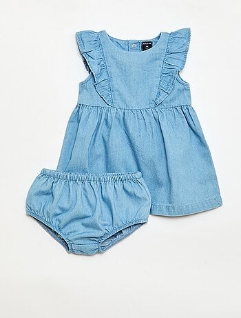 Completo vestito + culotte in denim - 2 pezzi