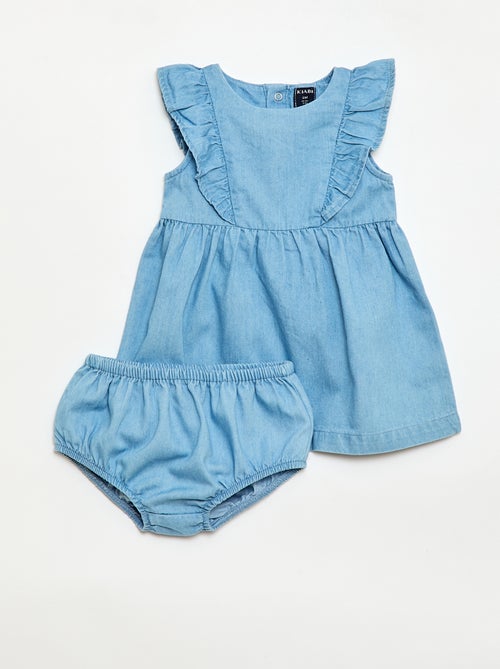 Completo vestito + culotte in denim - 2 pezzi - Kiabi