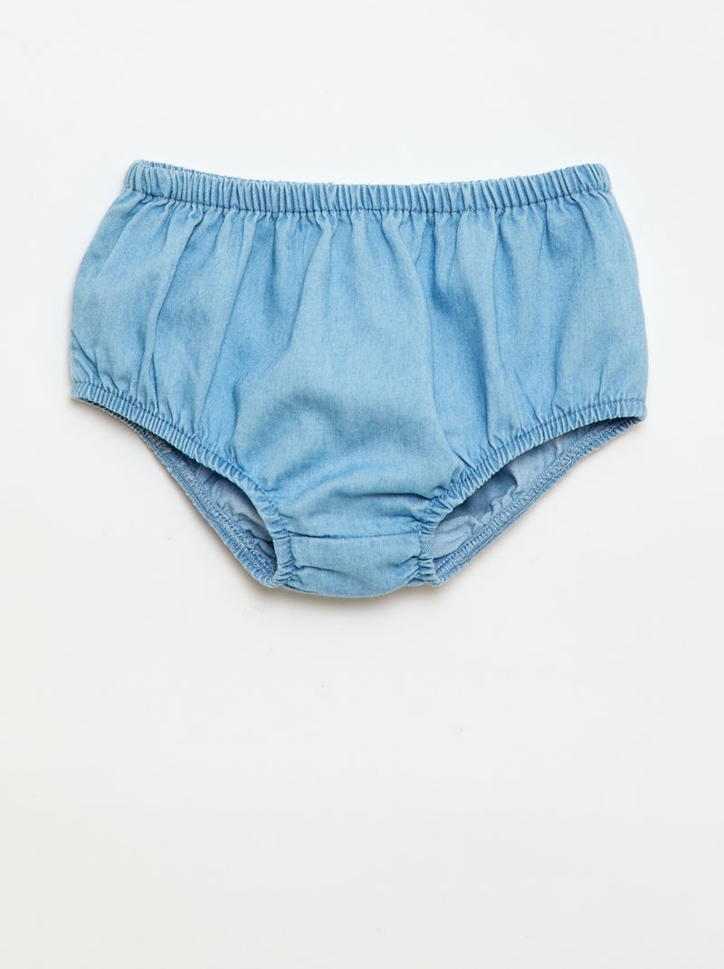 Completo vestito + culotte in denim - 2 pezzi Blu - Kiabi