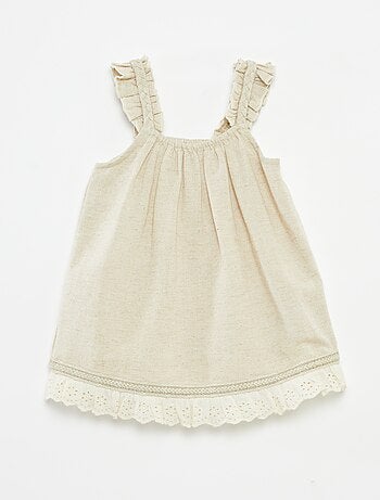 Completo vestito da cerimonia + cappellino bob in misto lino - 2 pezzi