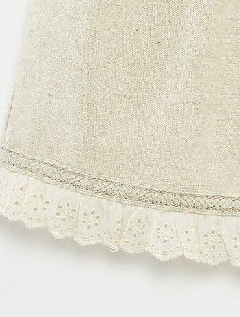Completo vestito da cerimonia + cappellino bob in misto lino - 2 pezzi