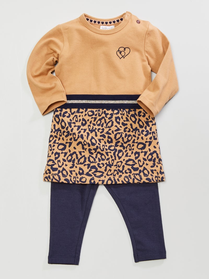 Completo vestito e leggings BEIGE - Kiabi