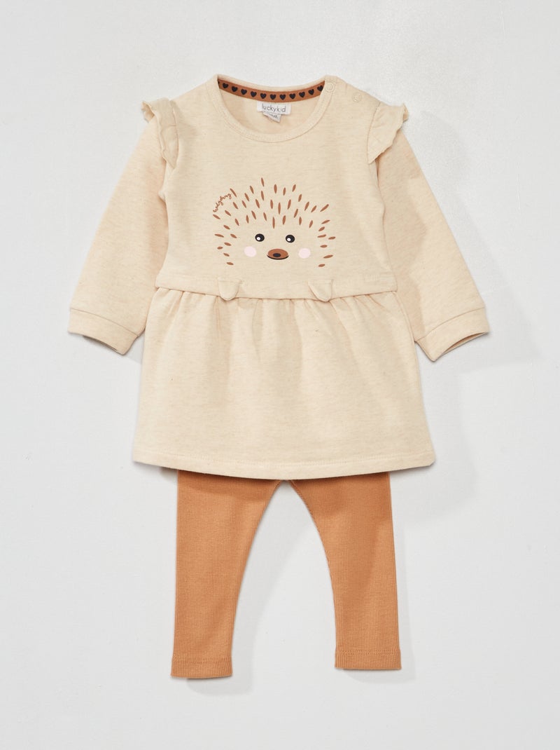Completo vestito + leggings - 2 pezzi BEIGE - Kiabi