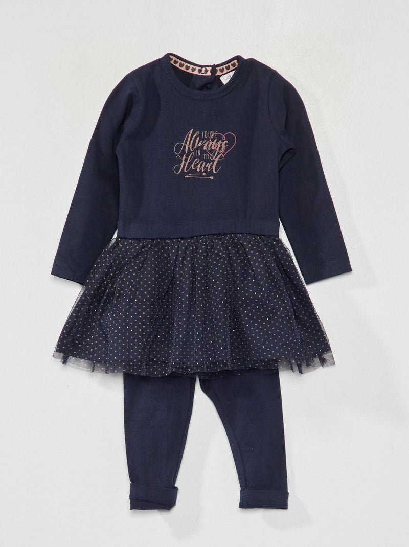 Completo vestito + leggings - 2 pezzi BLU - Kiabi