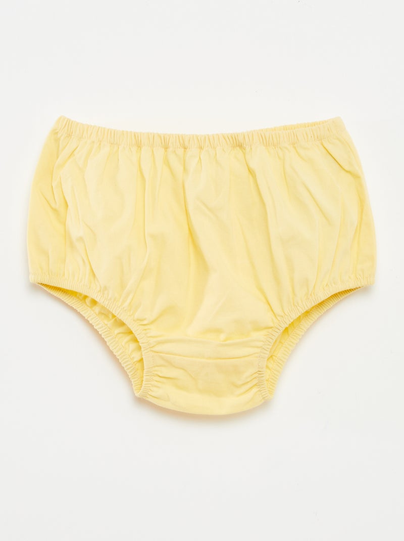 Completo vestito senza maniche con ricami in sangallo + culotte - 2 pezzi GIALLO - Kiabi