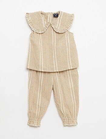 Completo vichy 2 pezzi blusa + pantaloni