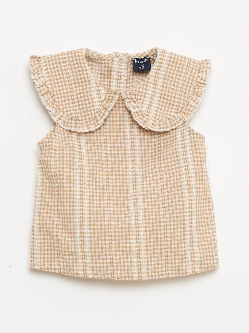 Completo vichy 2 pezzi blusa + pantaloni Marrone - Kiabi
