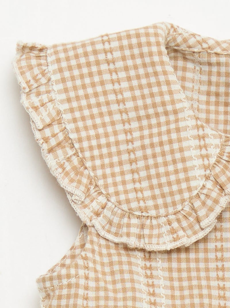 Completo vichy 2 pezzi blusa + pantaloni Marrone - Kiabi