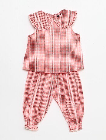 Completo vichy 2 pezzi blusa + pantaloni