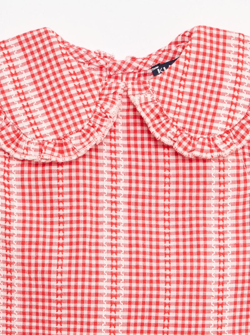 Completo vichy 2 pezzi blusa + pantaloni Rosso - Kiabi