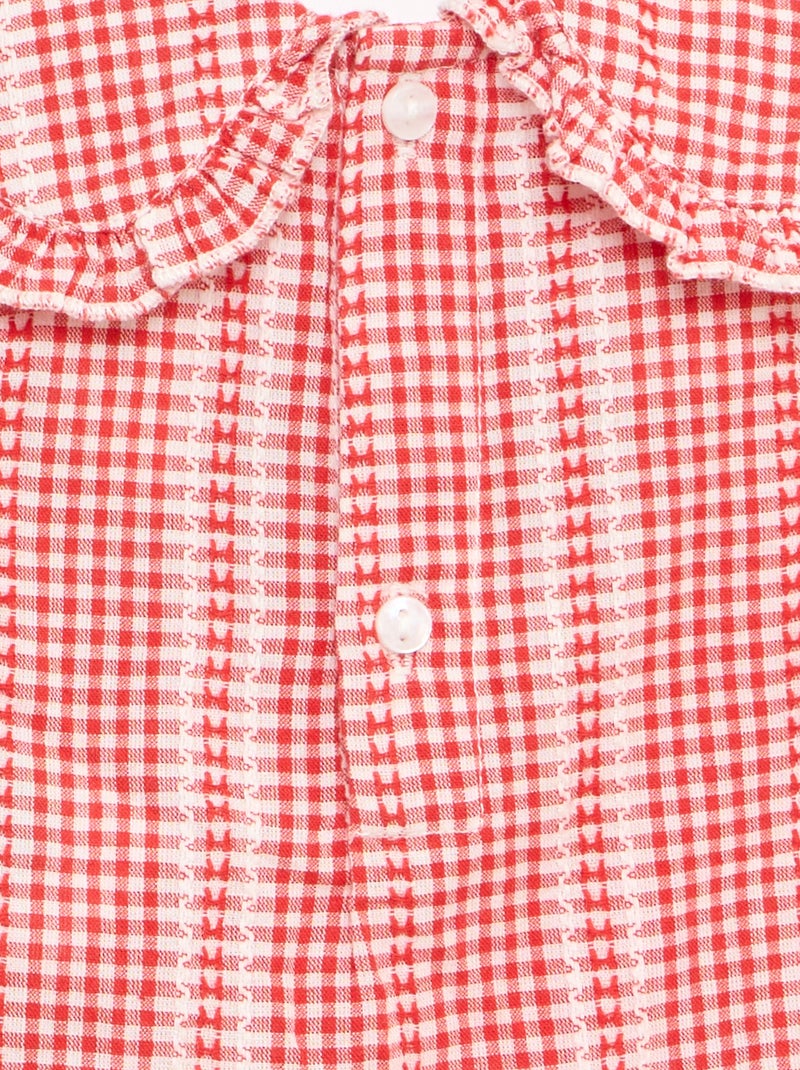 Completo vichy 2 pezzi blusa + pantaloni Rosso - Kiabi