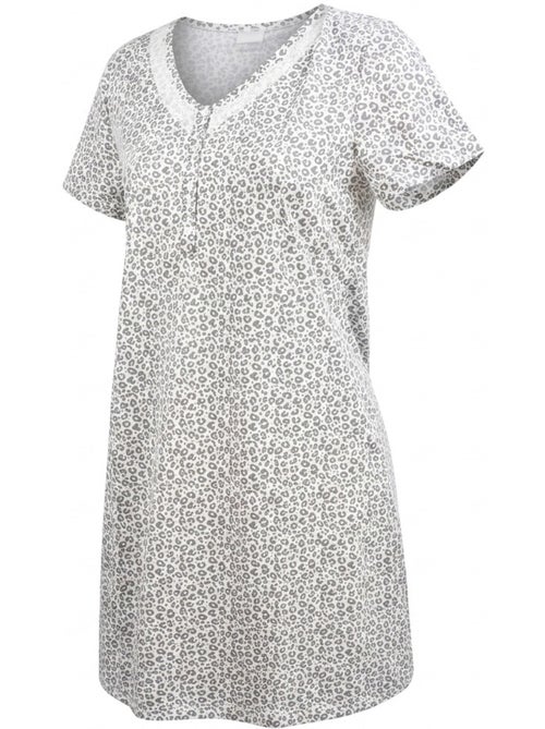 Confezione 2 Camicie da Notte Donna Pizzo Bottoni Manica Corta Cotone OZABI - Kiabi