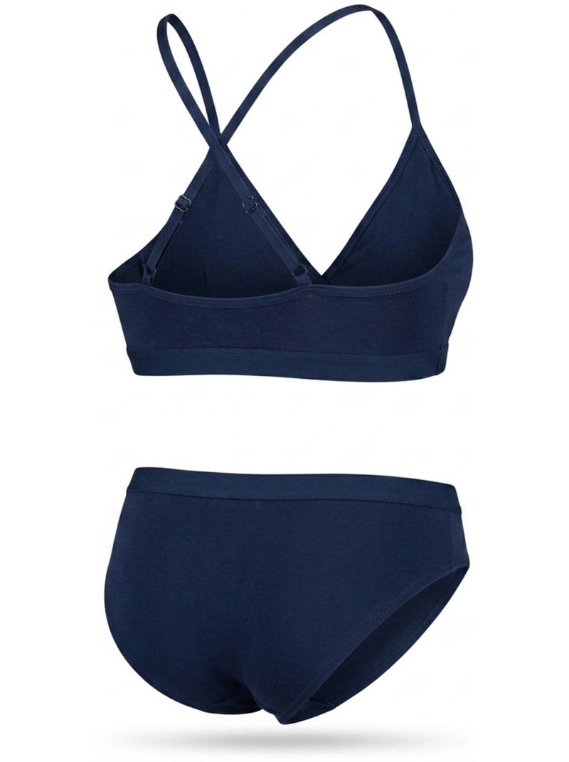 Confezione 2 Completi Bambina Reggiseno Sportivo Slip Cotone ROXY Blu marino - Kiabi