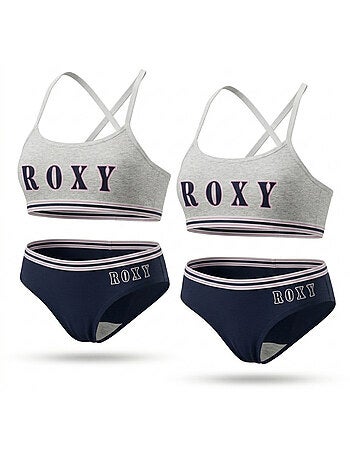 Confezione 2 Completi Bambina Reggiseno Sportivo Slip Cotone ROXY
