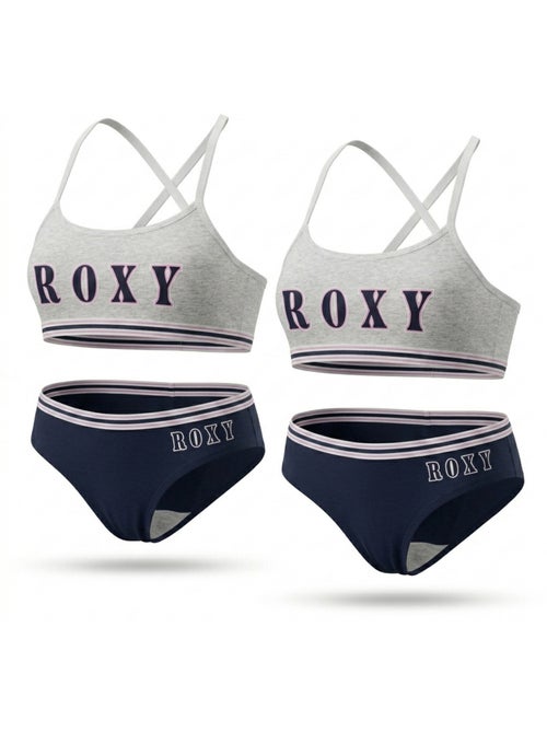 Confezione 2 Completi Bambina Reggiseno Sportivo Slip Cotone ROXY - Kiabi Confezione 2 Completi Bambina Reggiseno Sportivo Slip Cotone ROXY - Kiabi
