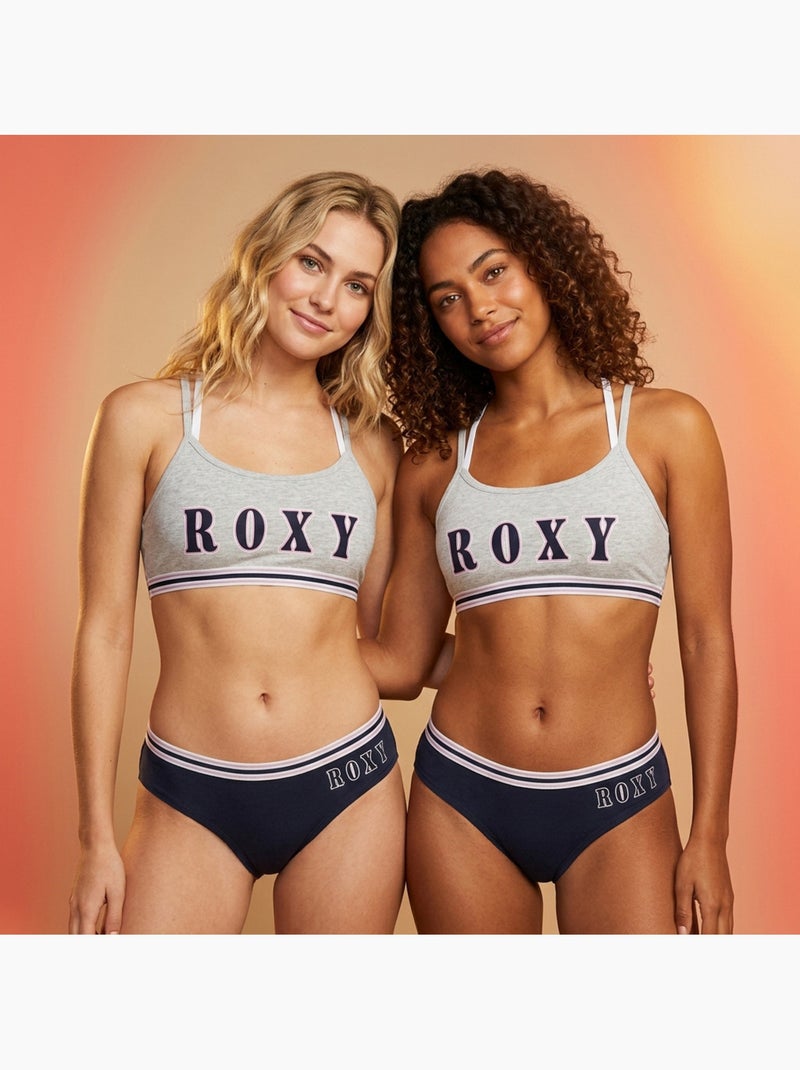 Confezione 2 Completi Bambina Reggiseno Sportivo Slip Cotone ROXY Grigio blu marino - Kiabi