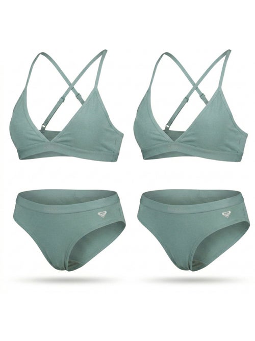 Confezione 2 Completi Bambina Reggiseno Sportivo Slip Cotone ROXY - Kiabi Confezione 2 Completi Bambina Reggiseno Sportivo Slip Cotone ROXY - Kiabi