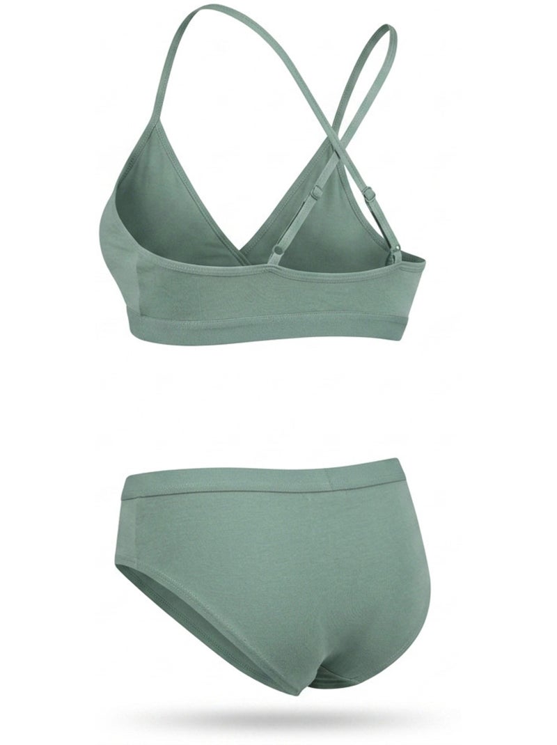 Confezione 2 Completi Bambina Reggiseno Sportivo Slip Cotone ROXY Verde salvia - Kiabi