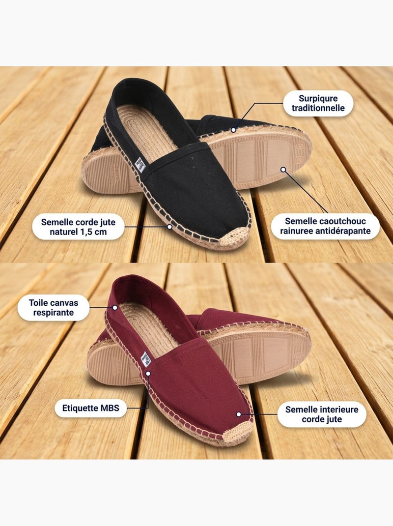 Confezione 2 Paia Espadrille Uomo Suola Corda Juta OZABI Nero Bordeaux - Kiabi