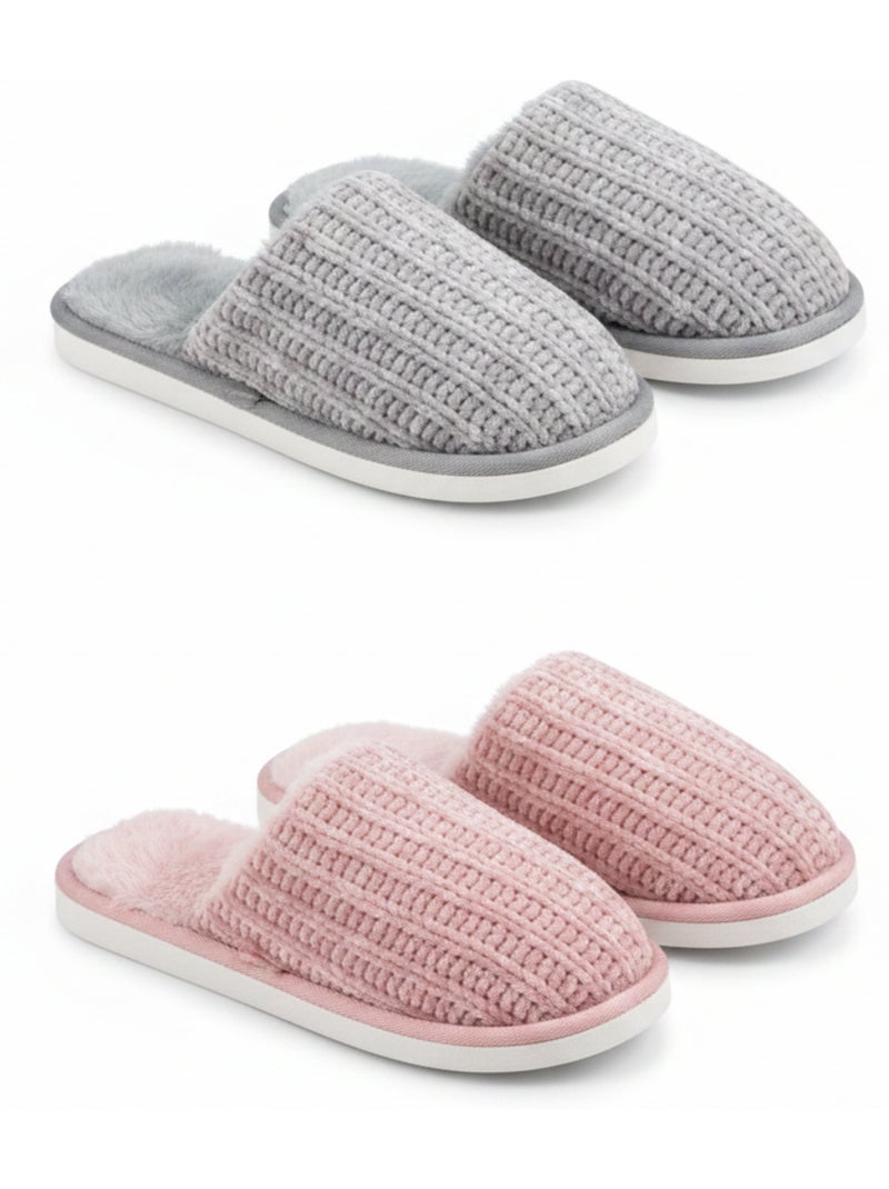 Confezione 2 Paia Mule Donna Maglia Costina Suola Piatta Spessa OZABI Multicolore - Kiabi