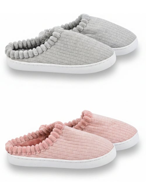 Confezione 2 Paia Mule Donna Maglia Costolata Paillettes Pelliccia Sintetica - Kiabi Confezione 2 Paia Mule Donna Maglia Costolata Paillettes Pelliccia Sintetica - Kiabi