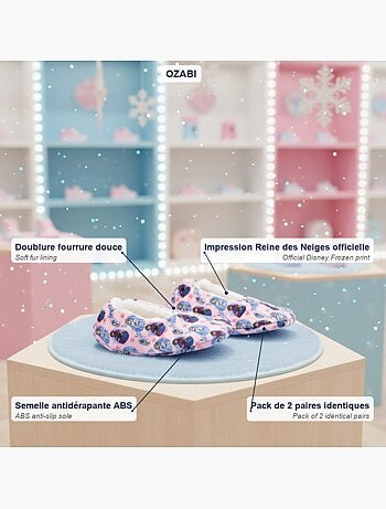 Confezione 2 paia Pantofole Bambina Disney Antiscivolo Imbottite
