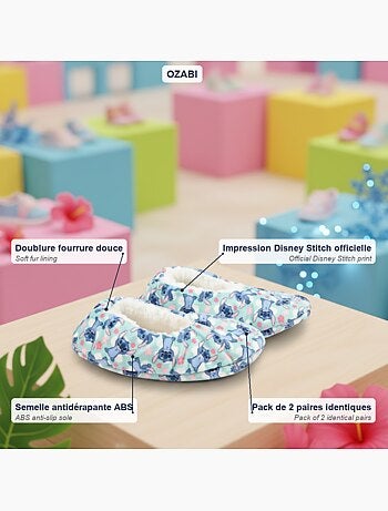 Confezione 2 paia Pantofole Bambina Disney Antiscivolo Imbottite