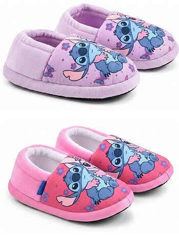Confezione 2 Paia Pantofole Bambina Disney Stitch Antiscivolo Fodernte