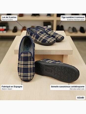 Confezione 2 paia pantofole charentaise uomo ozabi fabbrica spagna