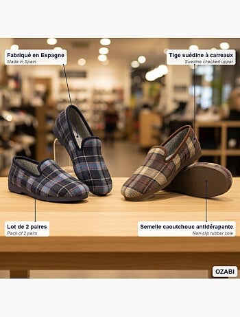 Confezione 2 paia pantofole charentaise uomo ozabi fabbrica spagna