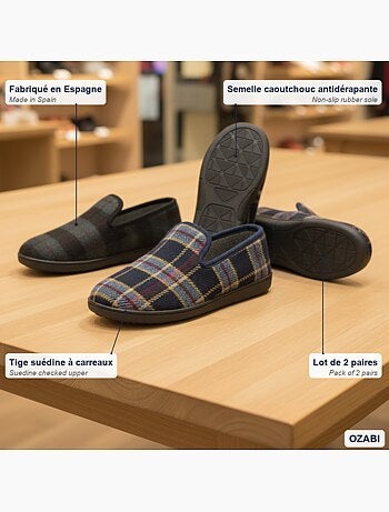 Confezione 2 paia pantofole charentaise uomo ozabi fabbrica spagna