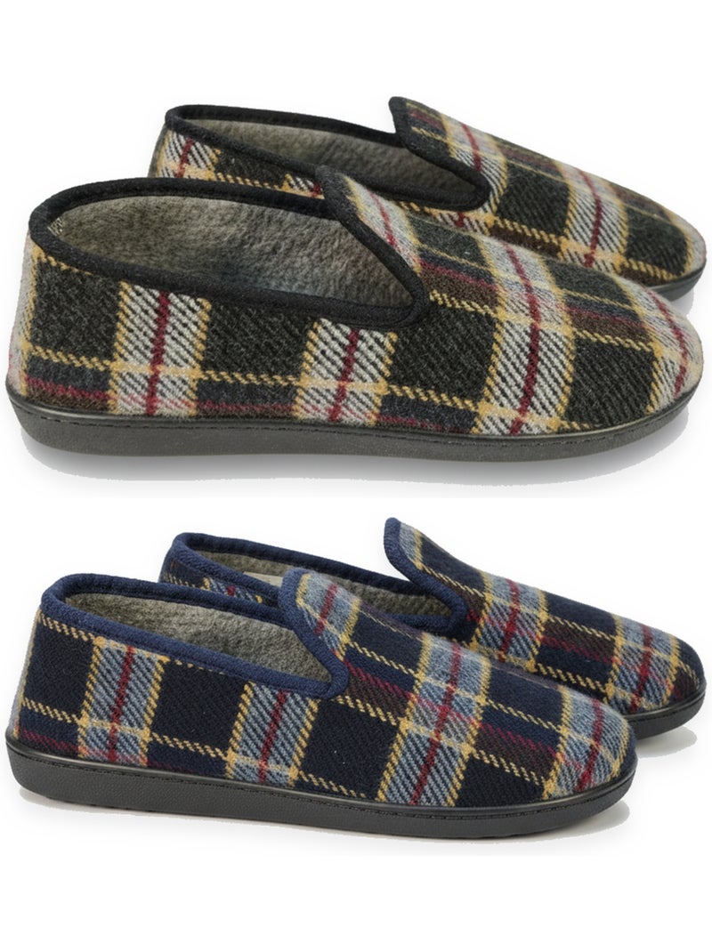 Confezione 2 paia pantofole charentaise uomo ozabi fabbrica spagna Blu Nero - Kiabi