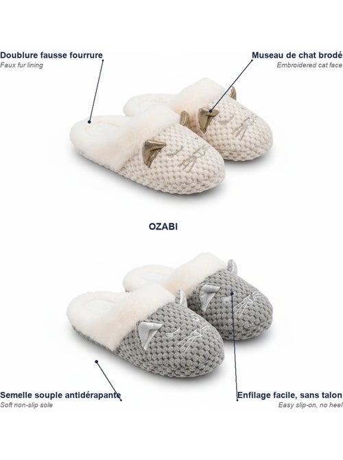 Confezione 2 Paia Pantofole Donna Gatto Fodera Eco-Pelliccia - Kiabi Confezione 2 Paia Pantofole Donna Gatto Fodera Eco-Pelliccia - Kiabi