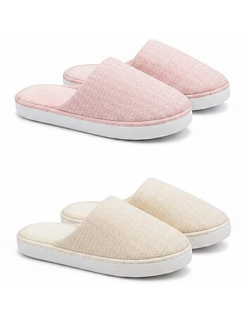 Confezione 2 Paia Pantofole Donna Suola Nuage Fodera Spugna OZABI