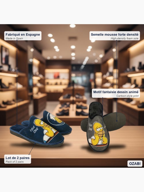 Confezione 2 paia pantofole mule uomo ozabi fantasia cartone animato - Kiabi